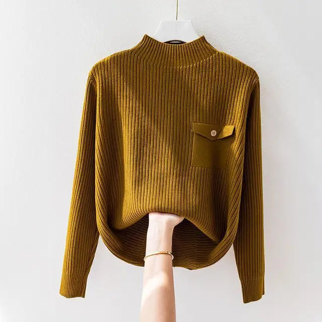 KROHN-E Damen Strickpullover Leicht Klassisch Vielseitig