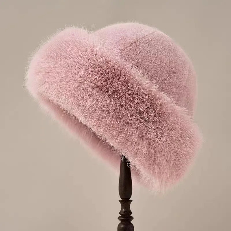 KROHN-E Damen Flauschige Mütze Weiche Textur Warm Winter Beanie Kunstfell
