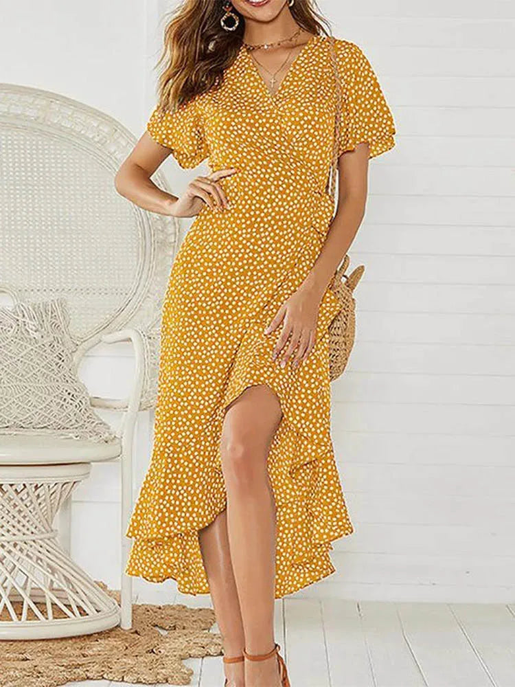 KROHN-E Damen Maxi-Kleid ärmellos Blumenmuster Sommer fließend