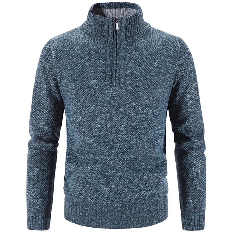 Herrenpullover mit kuscheligem Halb-Reißverschluss