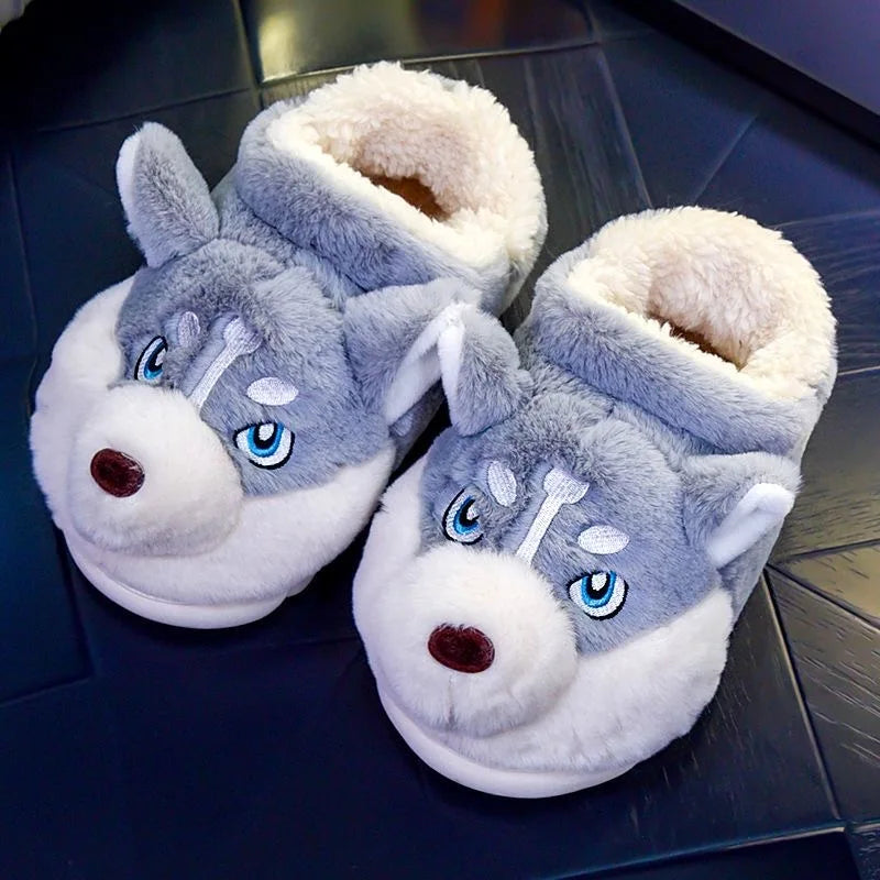 Krohn-e | Weiche Damenschuhe Niedliche Husky Hausschuhe für Zuhause