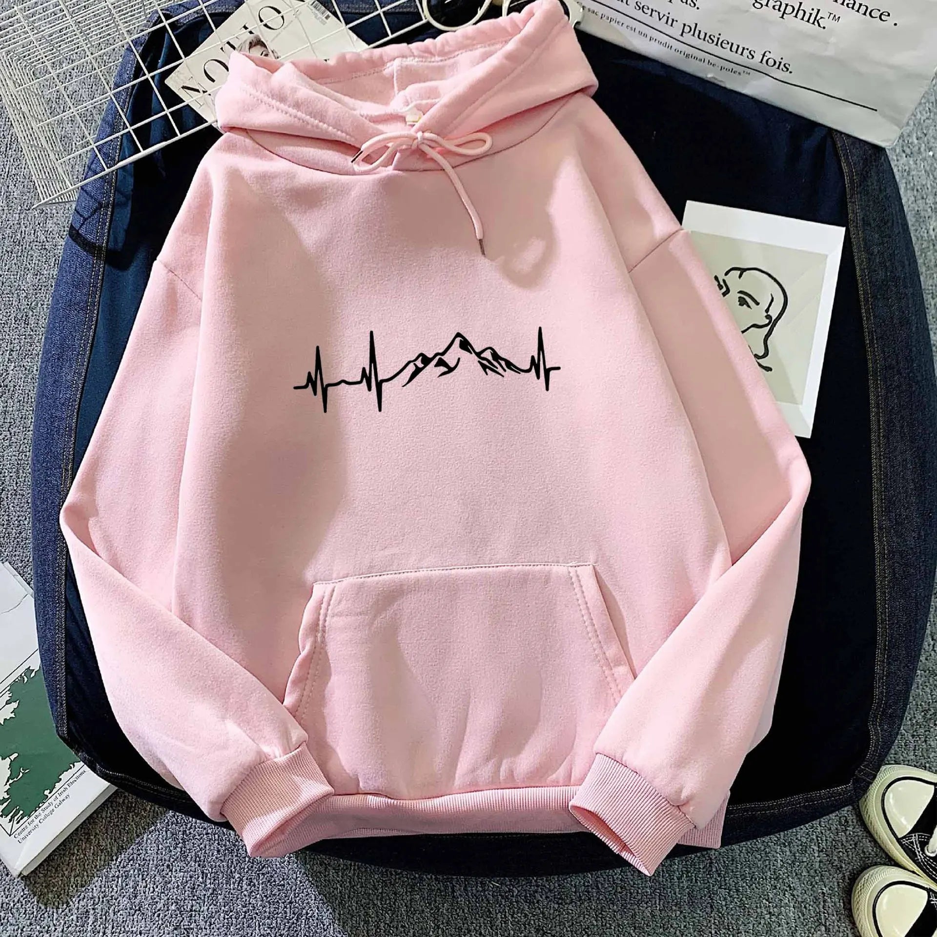 Krohn-e | Hoodie mit Puls-motiv Baumwolle und Polyester Trendy und Komfortabel