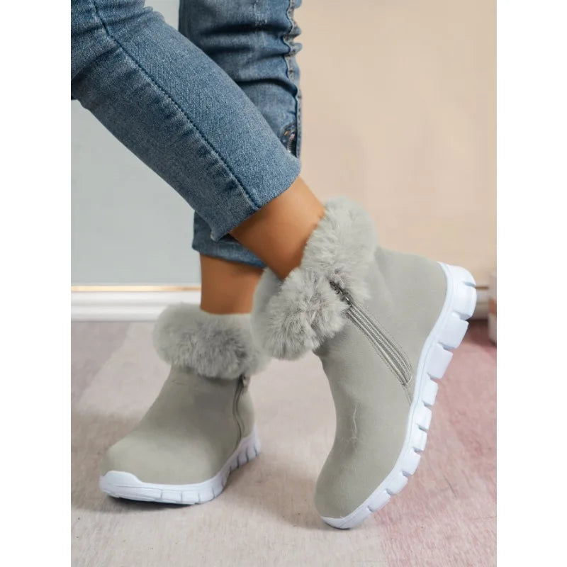 Krohn-e | Runde Zehe Schlichte Plüsch Winterschuhe