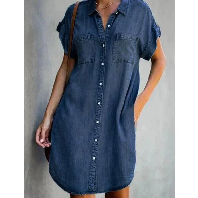Kurzärmliges Jeanshemdkleid Mia® für Damen