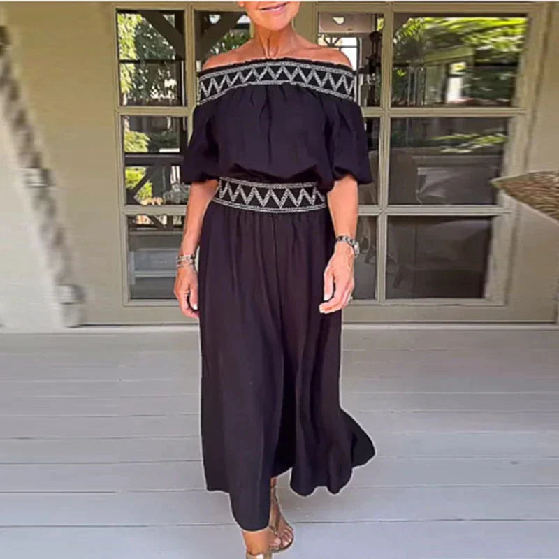 Jessah Jumpsuit mit elastischem Bund und kurzen Ärmeln