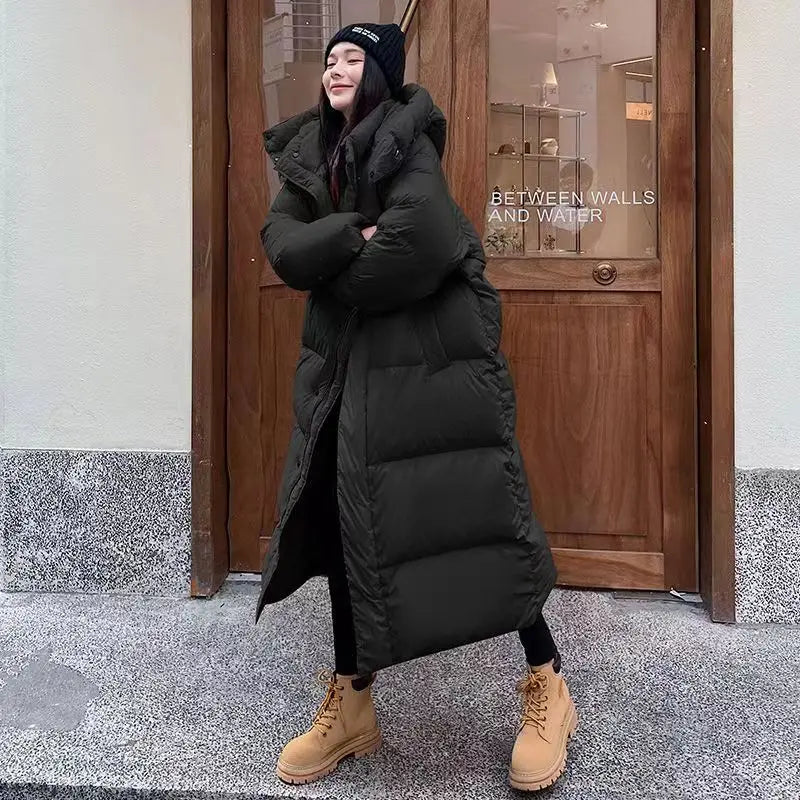 Krohn-e | Lange Übergröße Damen Pufferjacke mit Kapuze