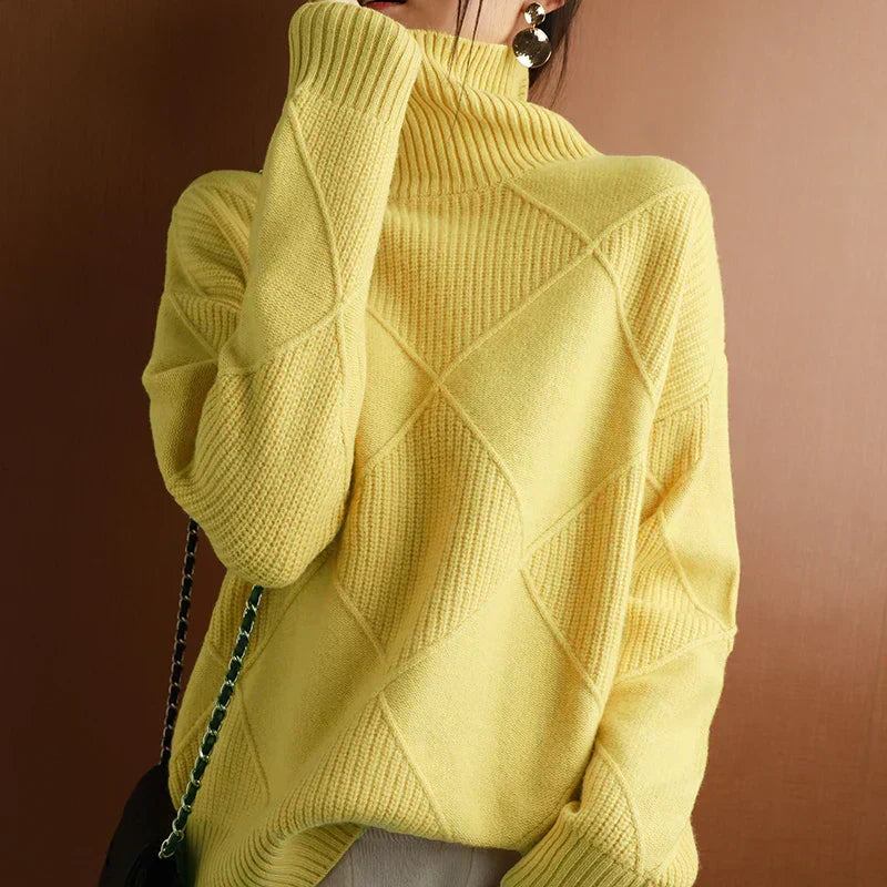 Krohn-e | Strickpullover mit Hohem Hals Wollmischung Elegant und Warm