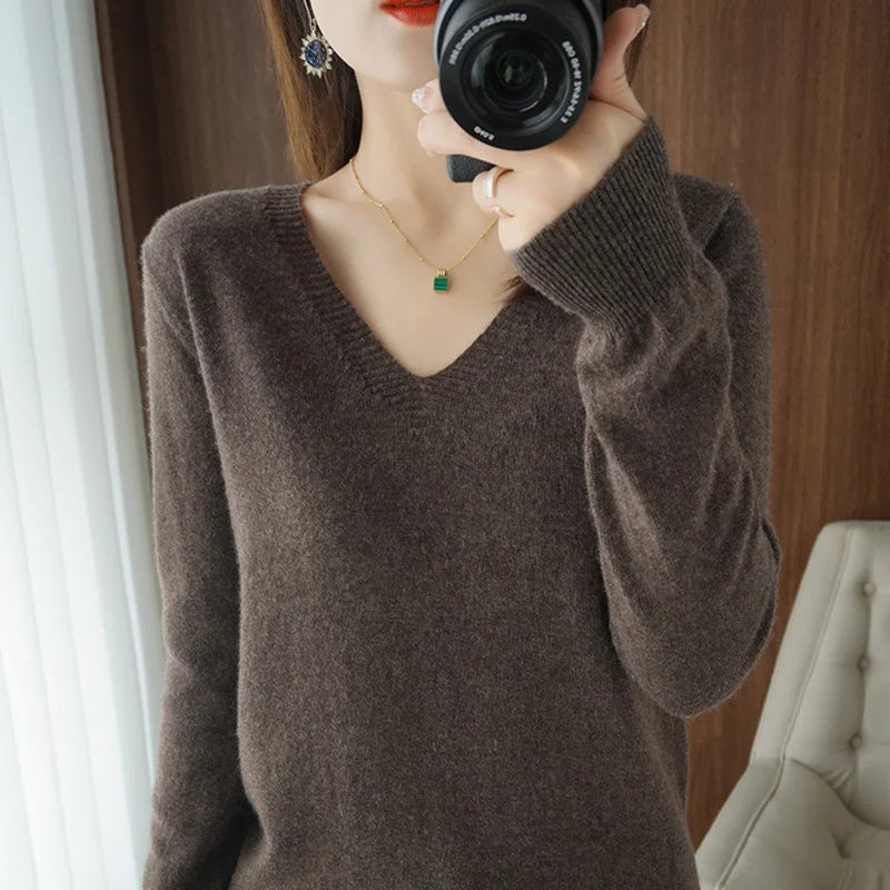 Krohn-e | Pullover - Bequemer V-Ausschnitt Pullover