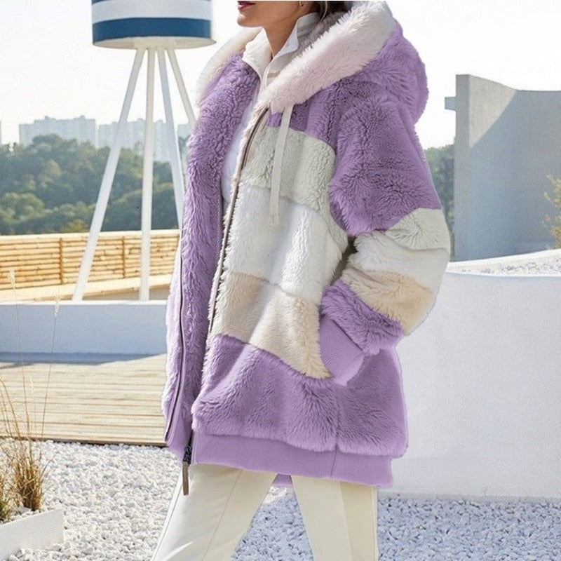 Krohn-e | Plüsch Kapuzencardigan Warm, Weich und Elegant