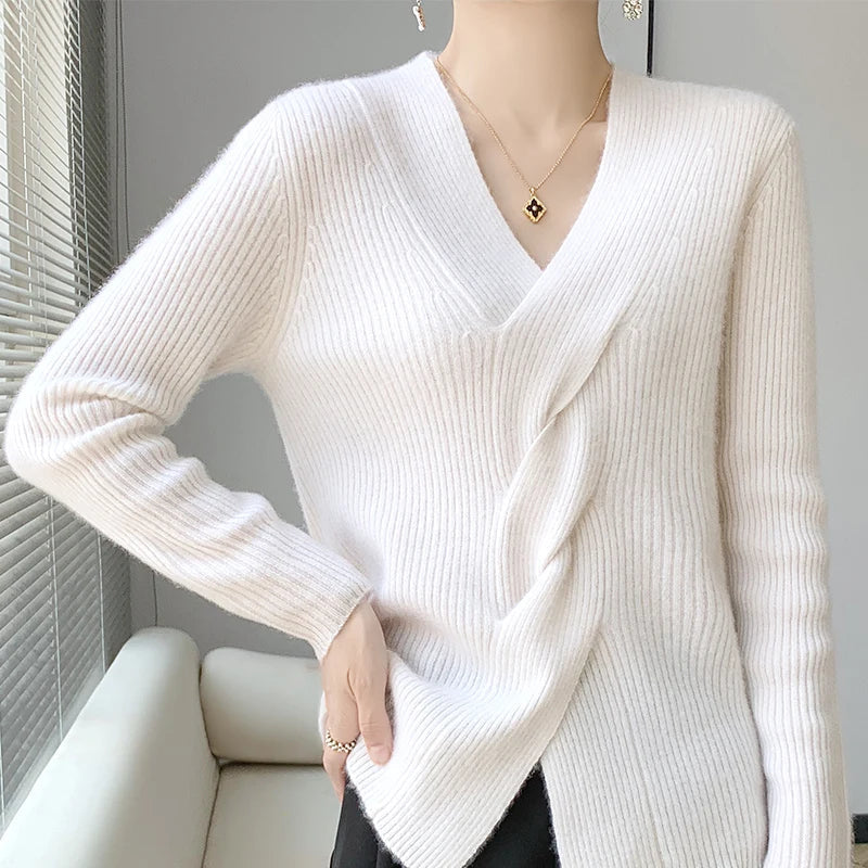 Krohn-e | Pullover aus mit gedrehtem V-Ausschnitt für Damen