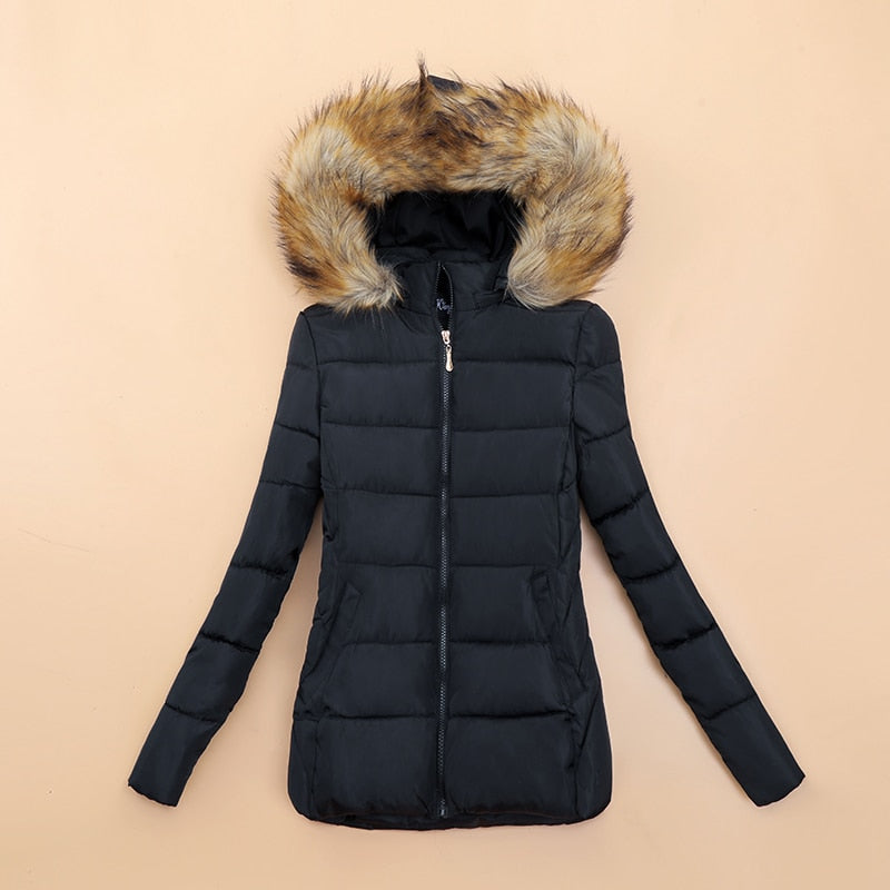 Krohn-e | Winterjacke mit Kunstfellkragen für Damen