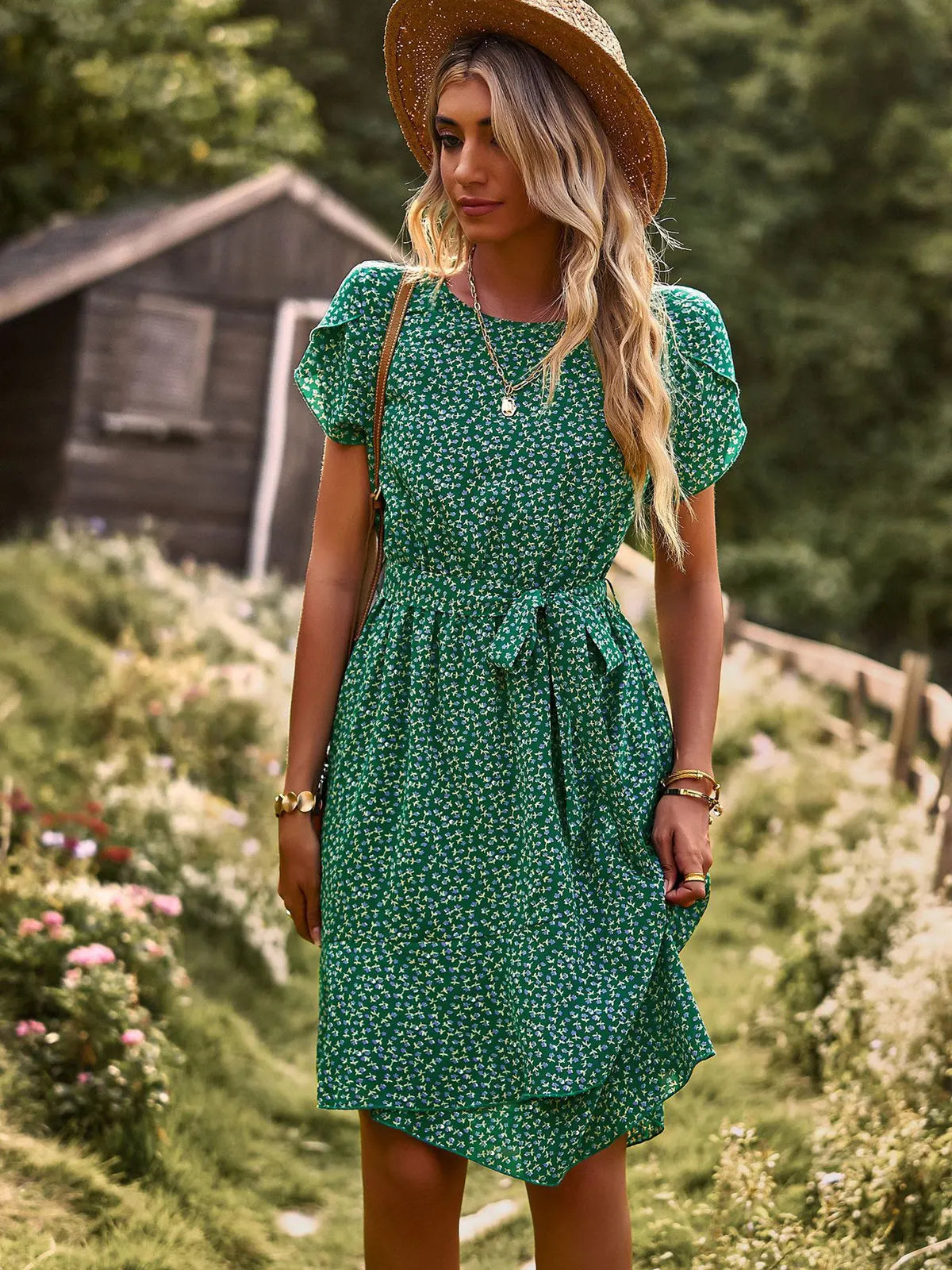 KROHN-E Damen Sommerkleid ärmellos fließender Rock leicht