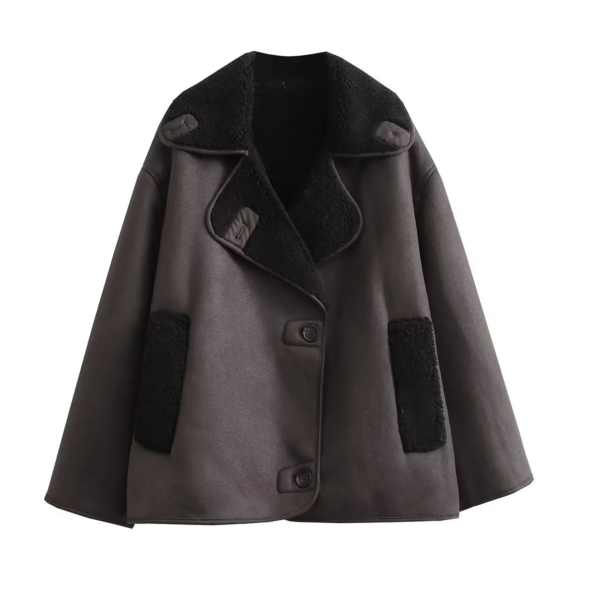 Krohn-e | Warme PU-Jacke mit Taschen für Frauen