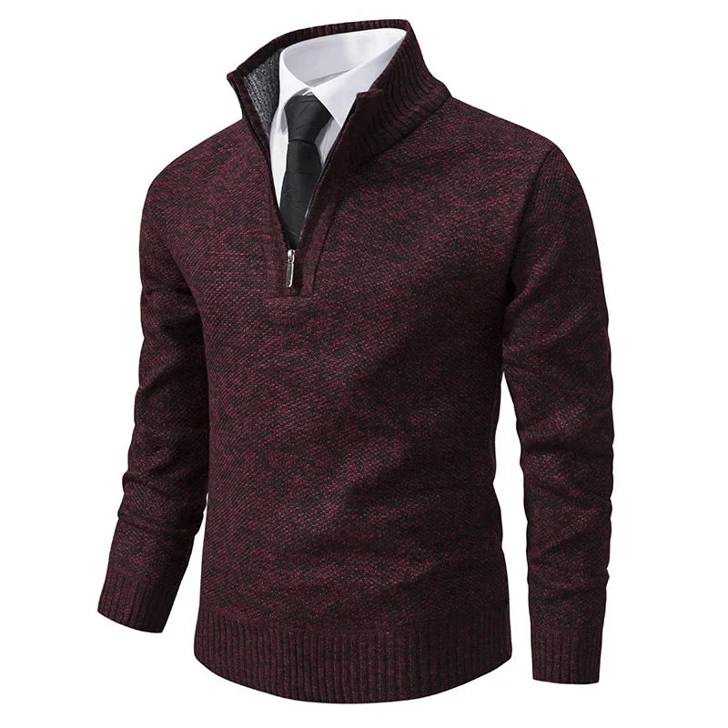 Laurent™ Pullover:  Halbzip-Modell mit Kunstfellfutter