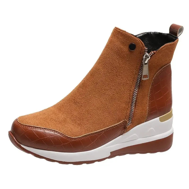 Krohn-e | Winter Wedge Schneestiefel mit Dicker Sohle Aus Baumwolle