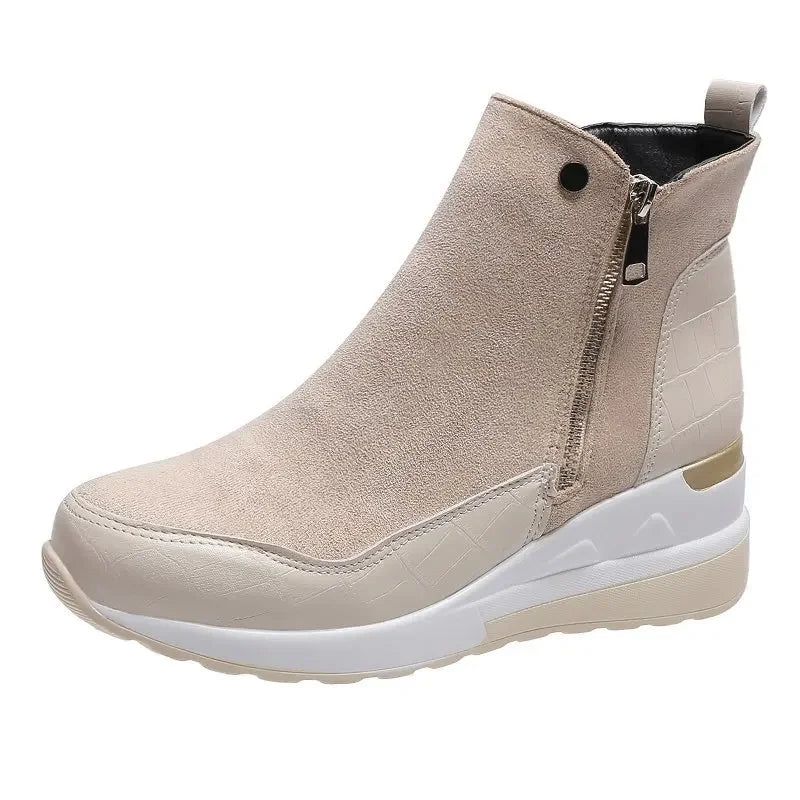 Krohn-e | Winter Wedge Schneestiefel mit Dicker Sohle Aus Baumwolle