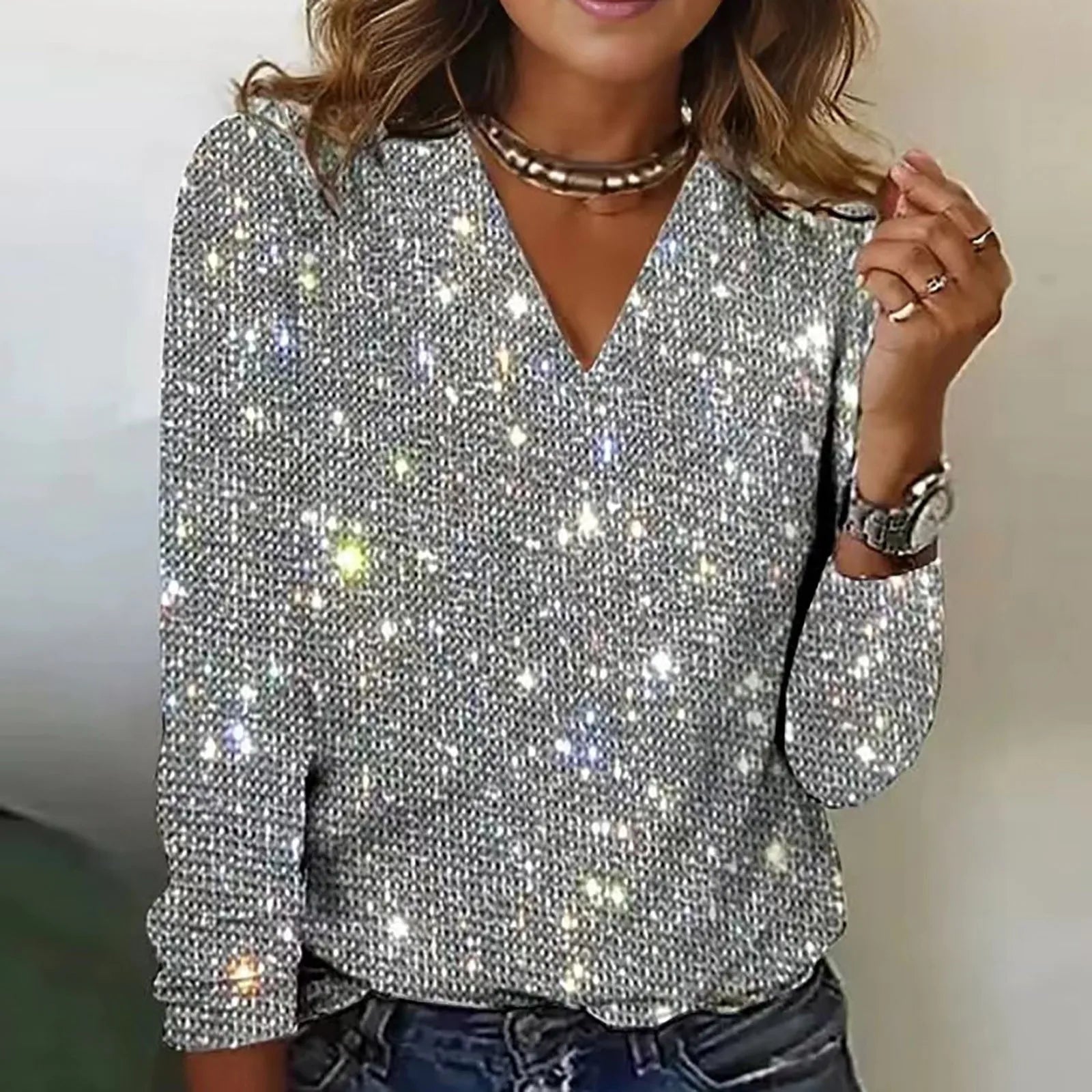 Krohn-e | Glimmer Bluse Glänzend und Elegant Stilvoll
