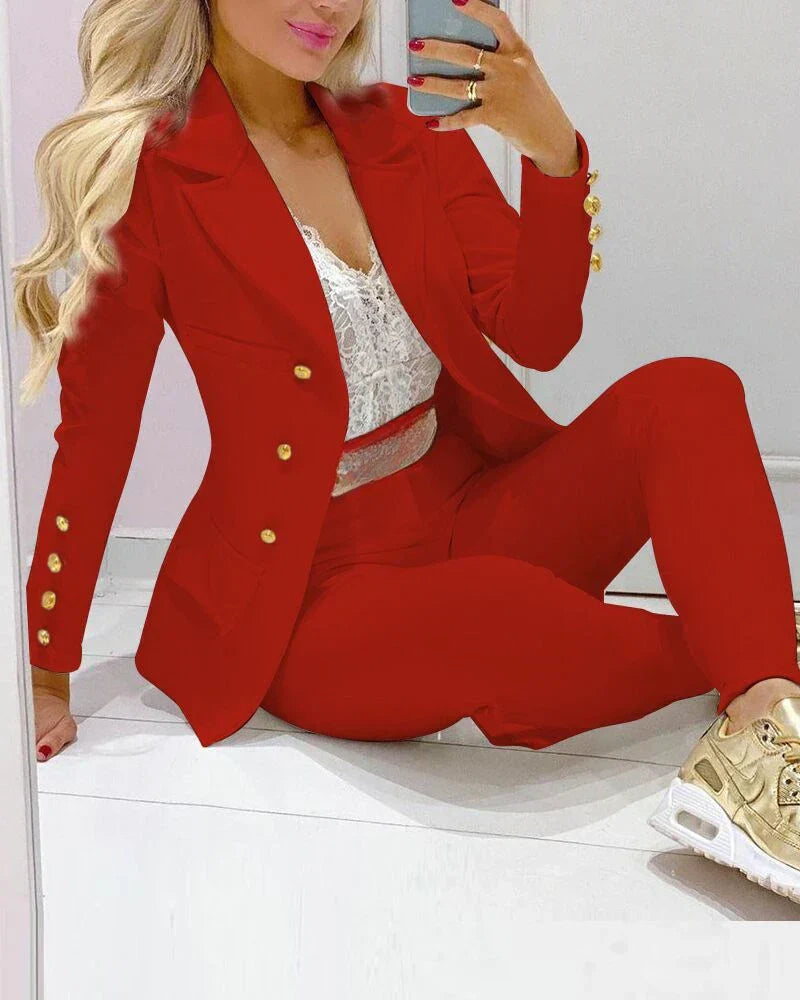 Trendiger Damen-Zweiteiler von Avelena: Blazer und Hose im lässigen Design
