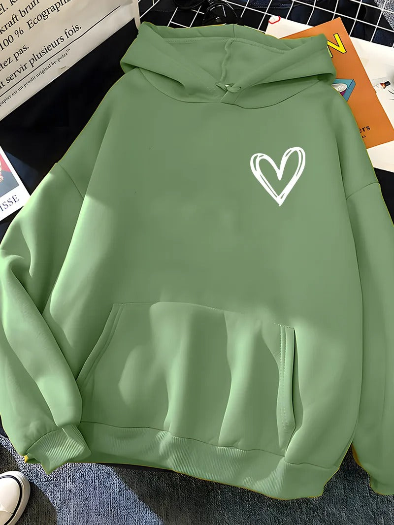 Fudus | Relaxing Heart Print Hoodie
