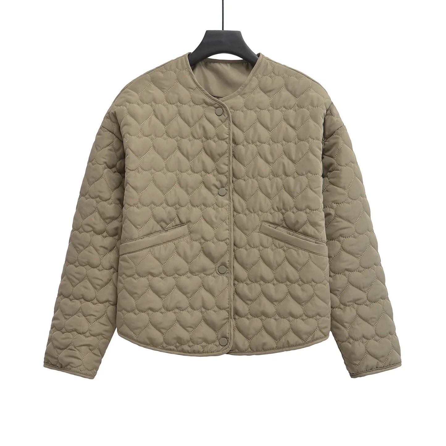 Krohn-e | Steppjacke mit Herzen – Leichter Puffer mit Druckknöpfen