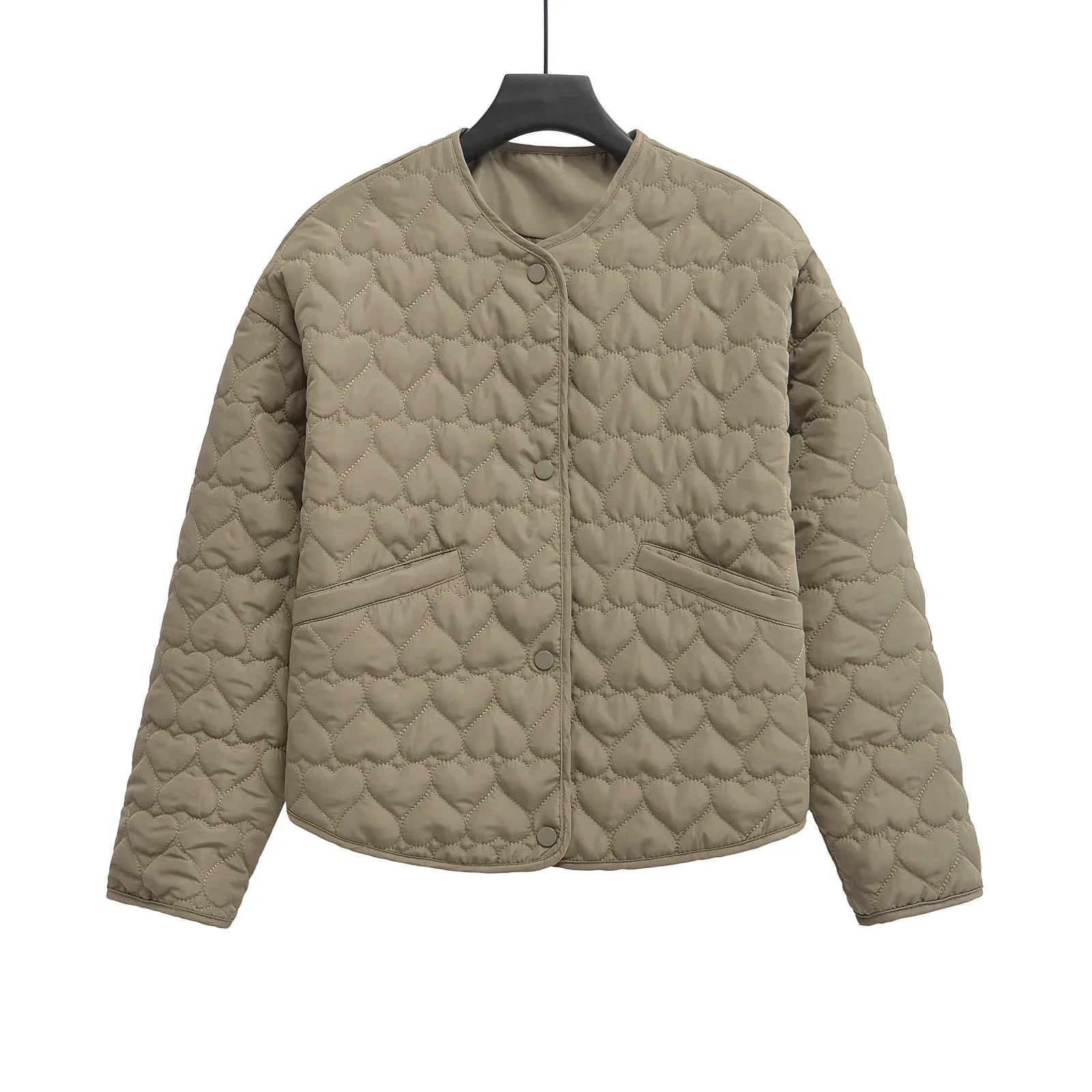 Krohn-e | Steppjacke mit Herzen – Leichter Puffer mit Druckknöpfen