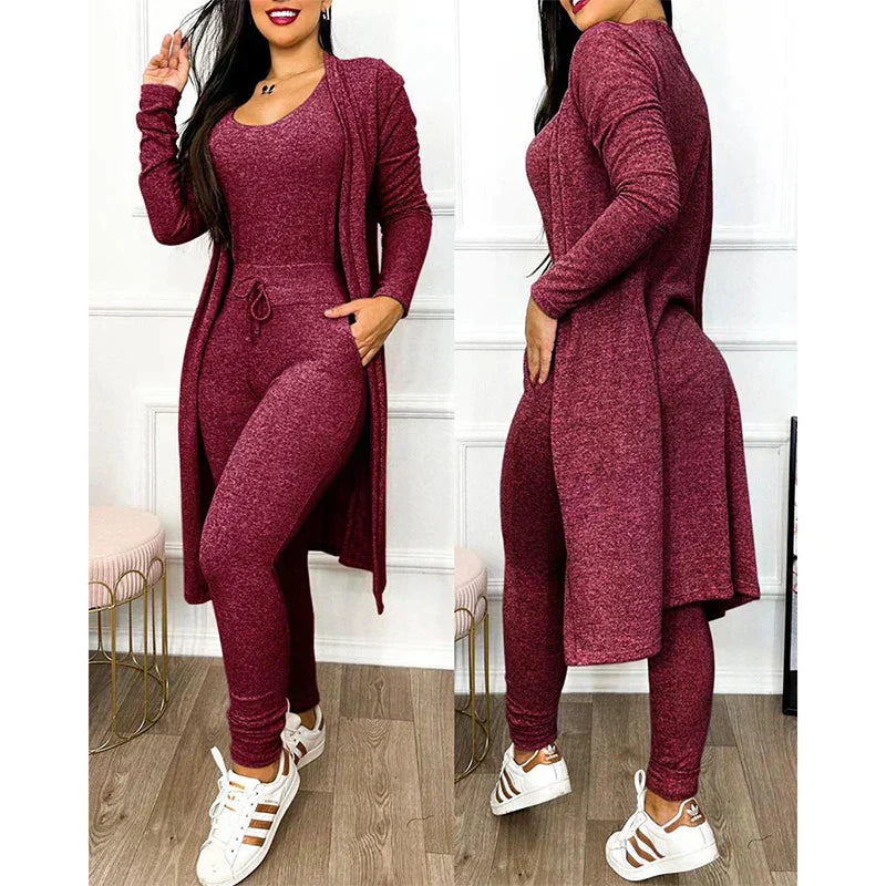 Krohn-e | Damen 3 Teiliges Loungewear Satz mit Jacke