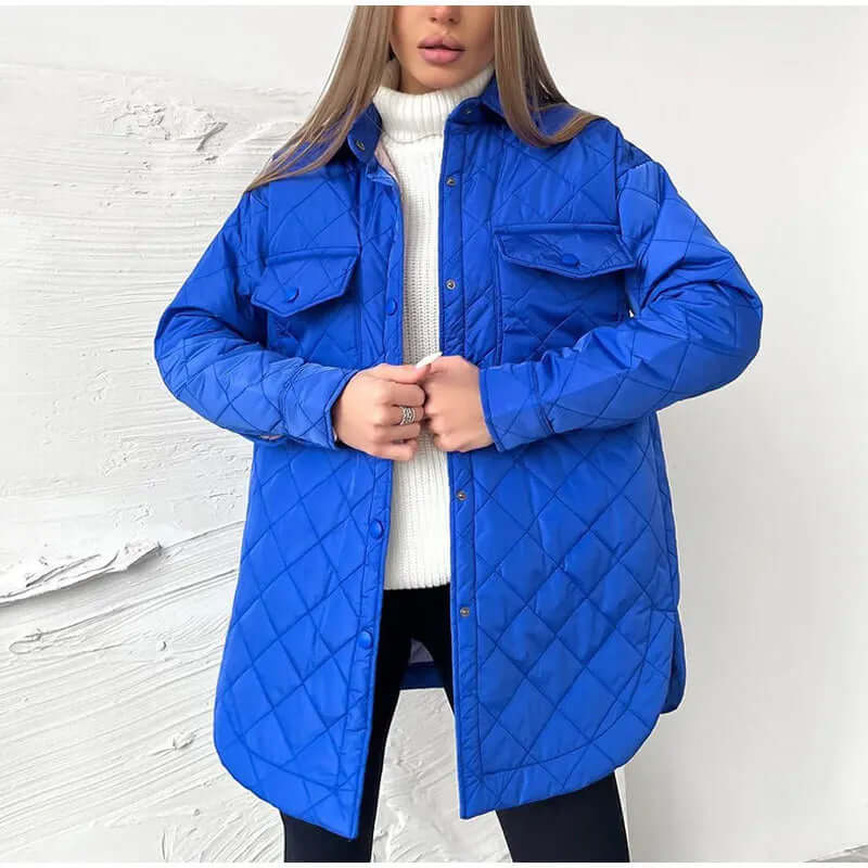 Krohn-e | Klassische Gesteppte Damenjacke Mit Druckknopfverschluss Und Taillengürtel