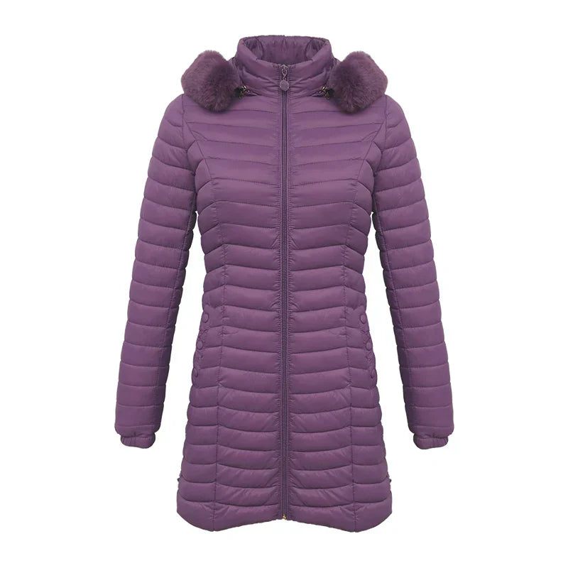 Krohn-e | Slim Fit Winter Puffer Jacke mit Pelzkapuze