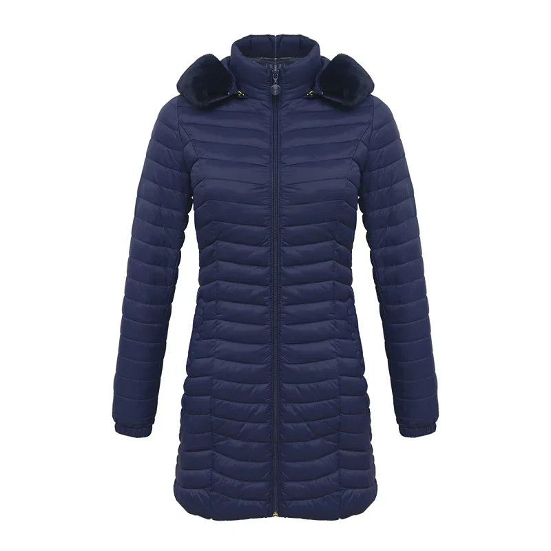 Krohn-e | Slim Fit Winter Puffer Jacke mit Pelzkapuze