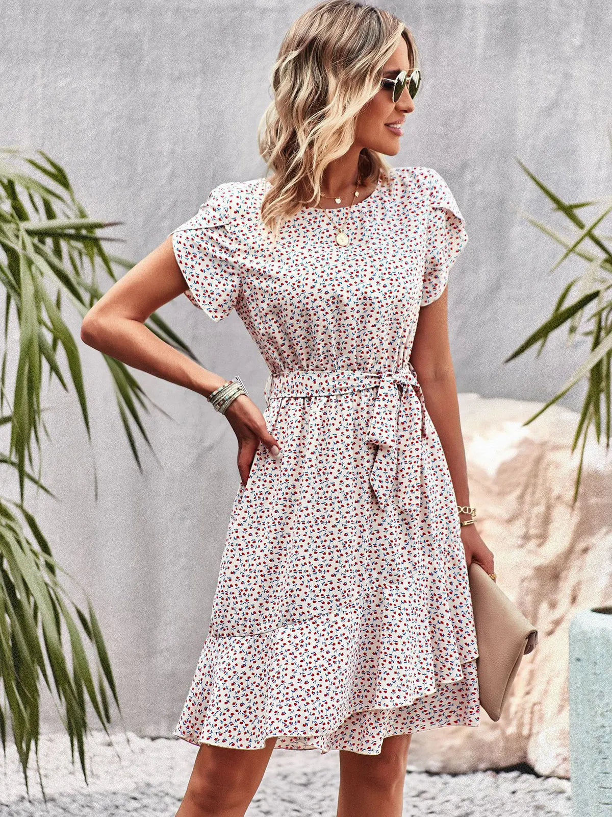 KROHN-E Damen Sommerkleid ärmellos fließender Rock leicht