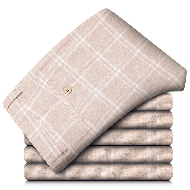 Herren-Stretchhose im eleganten Karomuster