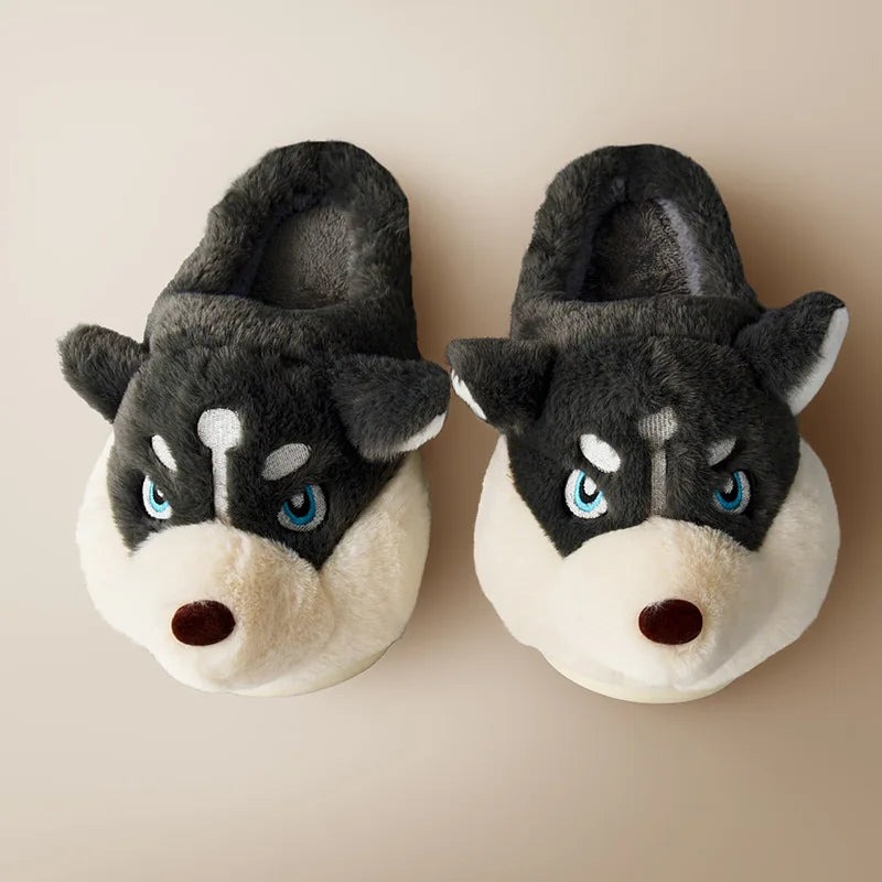 Krohn-e | Weiche Damenschuhe Niedliche Husky Hausschuhe für Zuhause