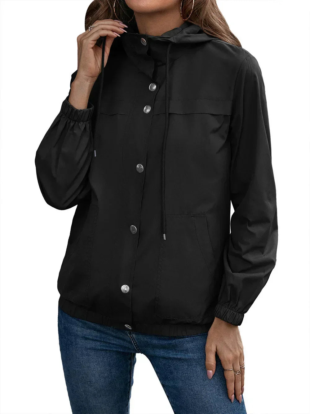 Krohn-e | Damen Kapuze Wasserdichter Trenchcoat Langarm