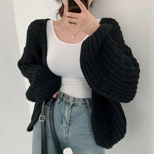 Krohn-e | Lässiger Strick-Cardigan mit Oversize-Ärmeln