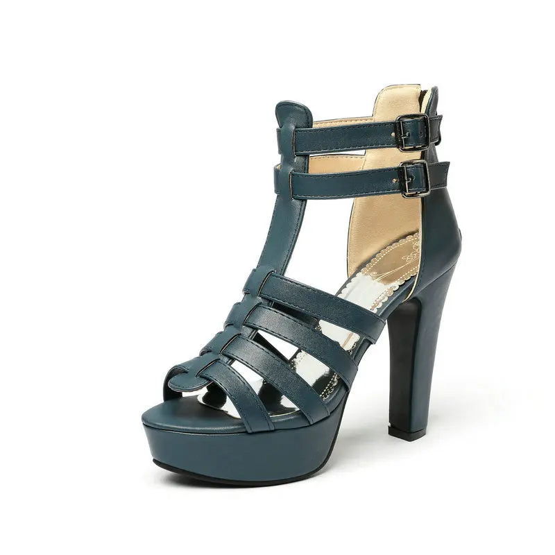 KROHN-E Damen Platform Sandalen Wide Fit Komfortable Flache Sohle