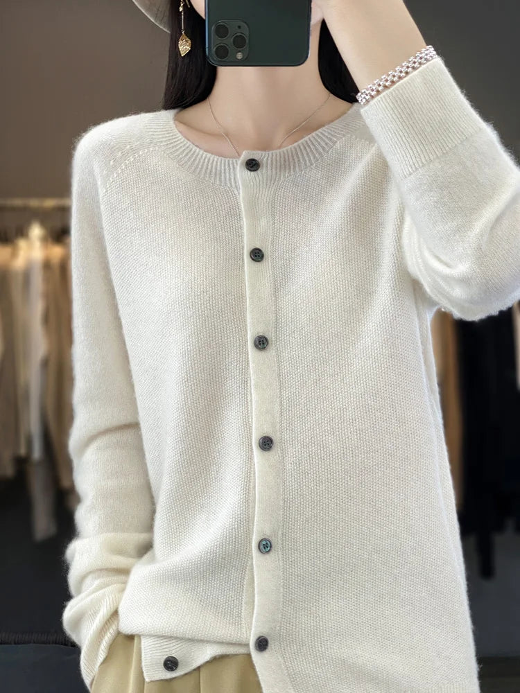 KROHN-E Damen Strickjacke Knöpfe Klassisch Vielseitig Basic