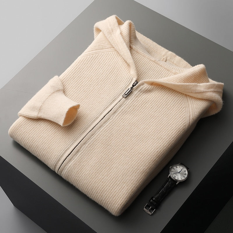 Männer Hoodie mit langen Ärmeln und Reißverschluss