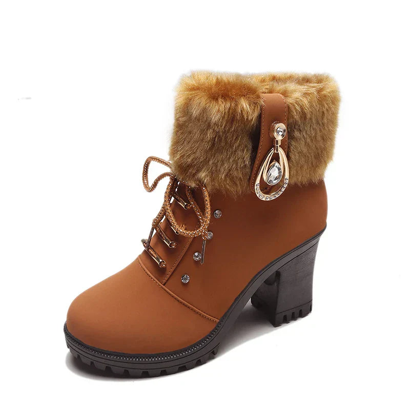 Krohn-e | British Style High Heel Kurzstiefel mit Seitlichem Reißverschluss