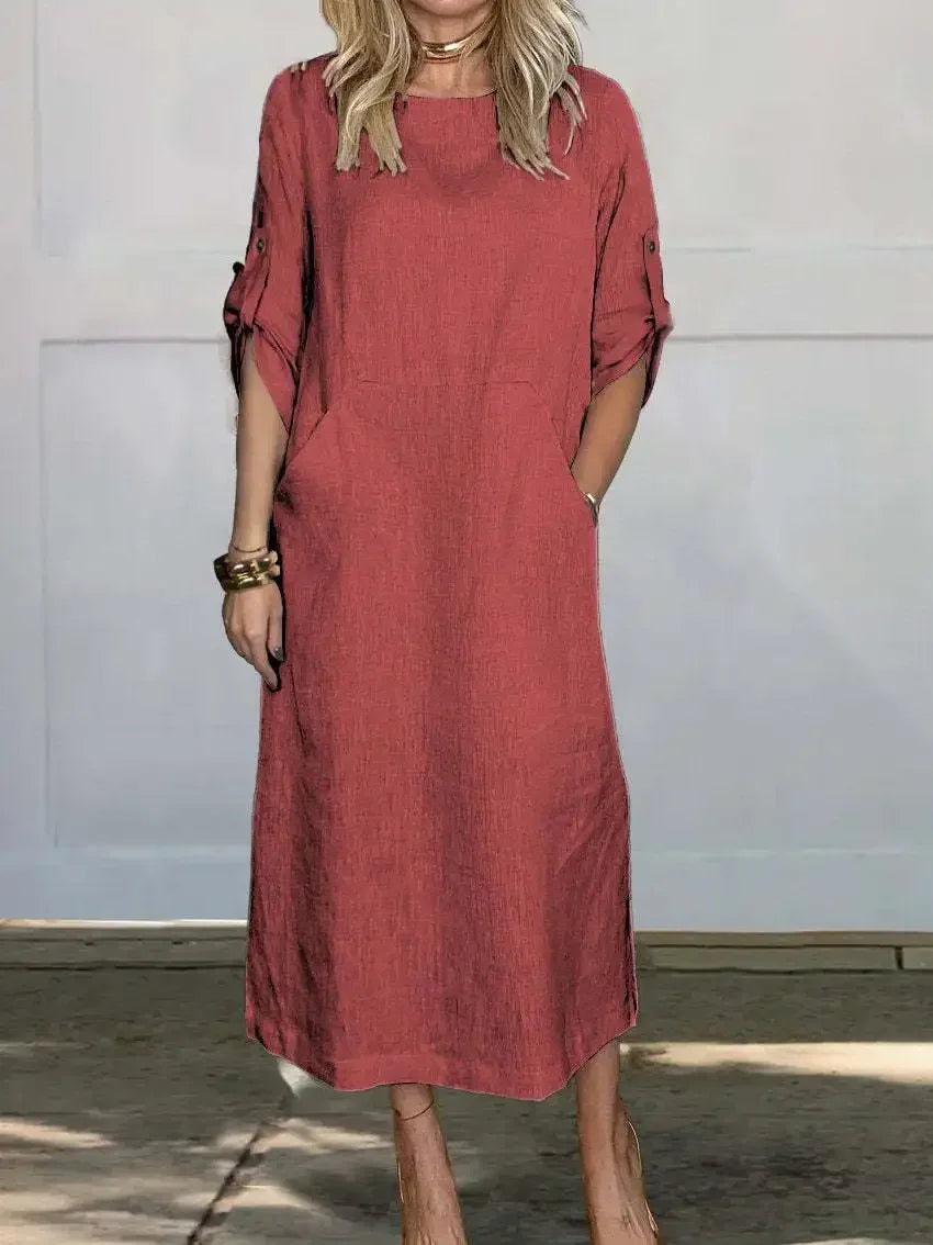 KROHN-E Damen A-Linien Kleid Locker Abend Drapiert Hellblau
