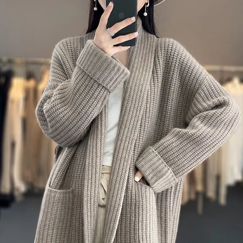 KROHN-E Damen Open Cardigan Strickjacke Leicht Offene Front