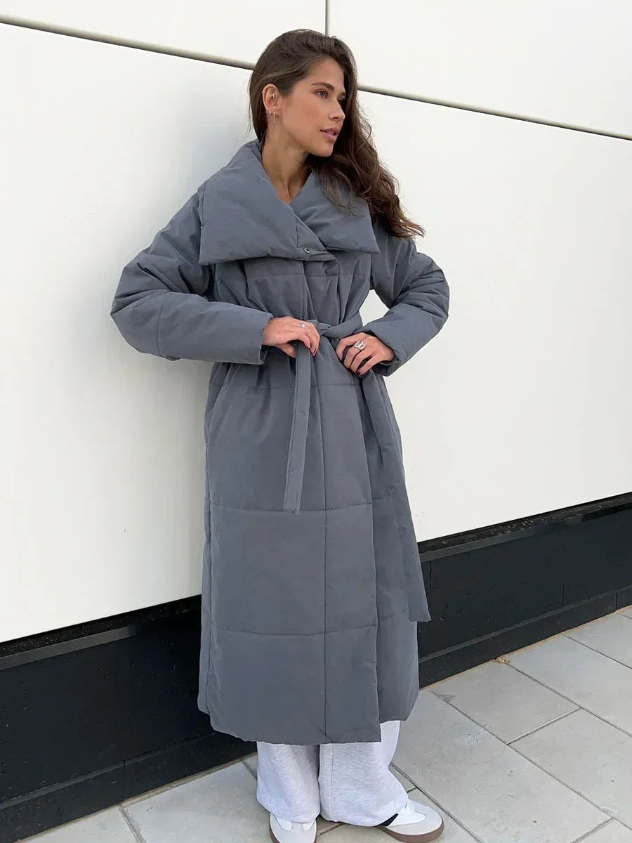 Krohn-e | Parka Lang Steppjacke mit Gürtel für Damen Ideal für Den Winter