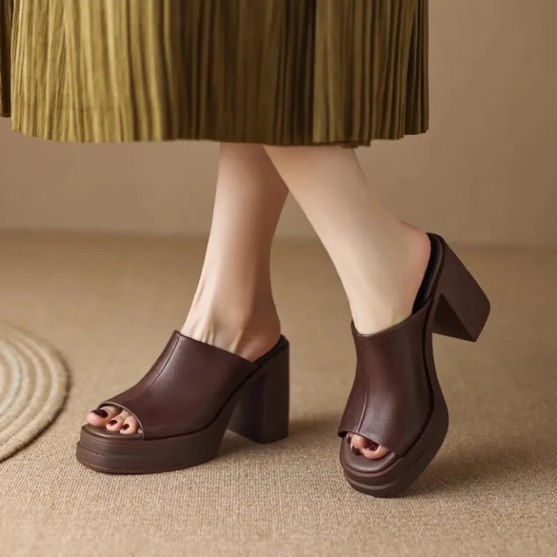 KROHN-E Damen Plateau-Sandalen Flach Verstellbare Riemen