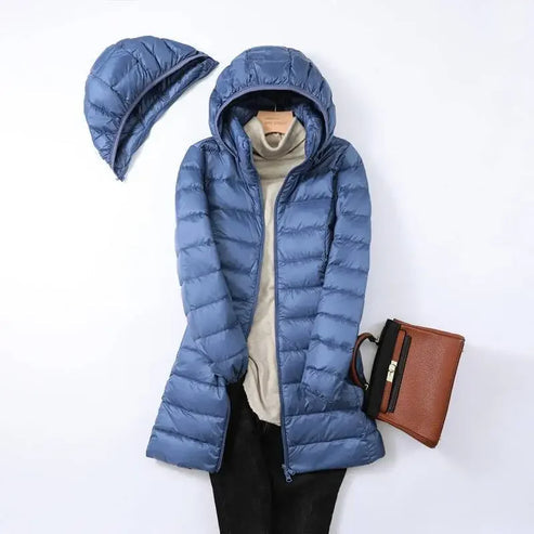 Krohn-e | Leichtgewicht Pufferjacke Langärmlige Gesteppte Jacke mit Abnehmbarem Kapuze
