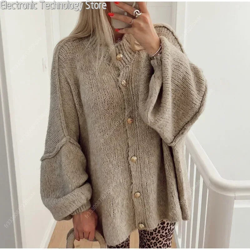 Krohn-e | Eleganter Strick-cardigan mit Knöpfen Wolle/acryl Komfortabel und Stilvoll