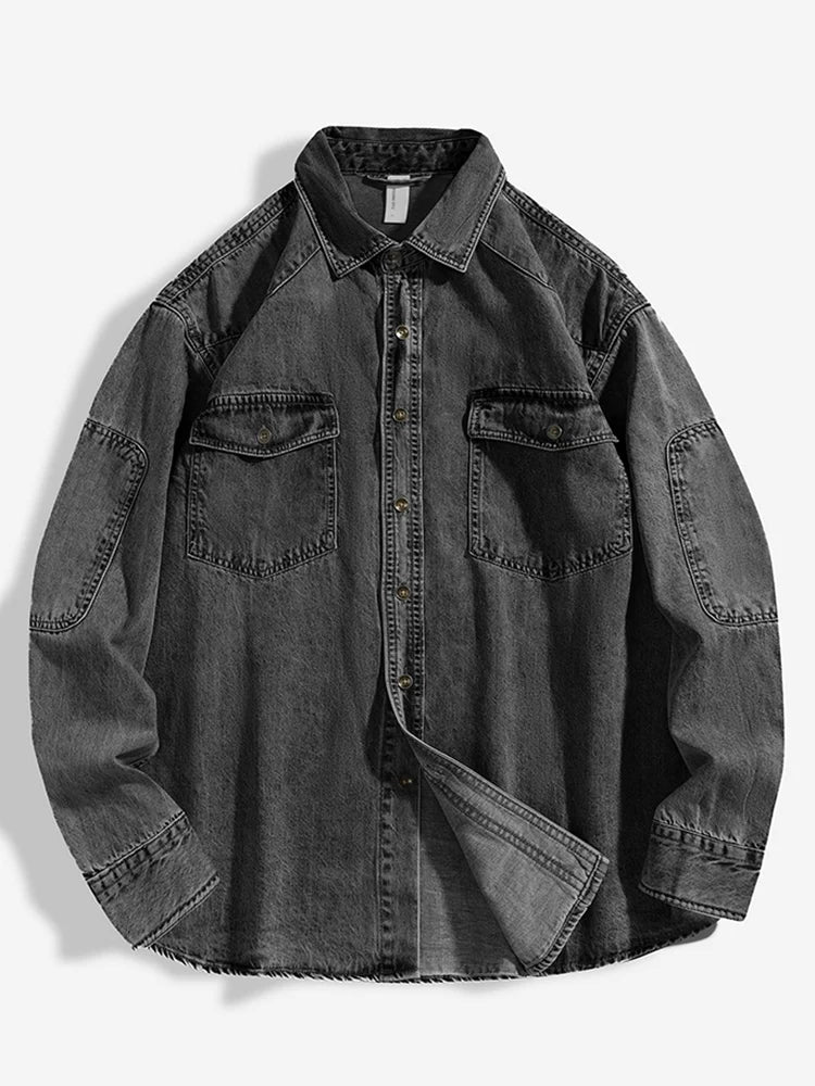 Männers Denimhemd von Calvin Lässig, geknöpft mit Taschen