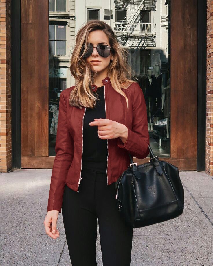 Krohn-e | Damen Slim Fit Lederjacke