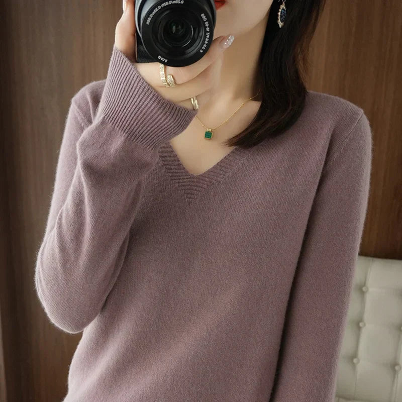 Krohn-e | Pullover - Bequemer V-Ausschnitt Pullover