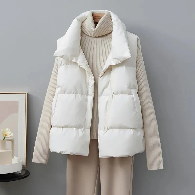 Krohn-e | Kurze Pufferweste mit Hohem Kragen Polyester Minimalistisch, Komfortabel