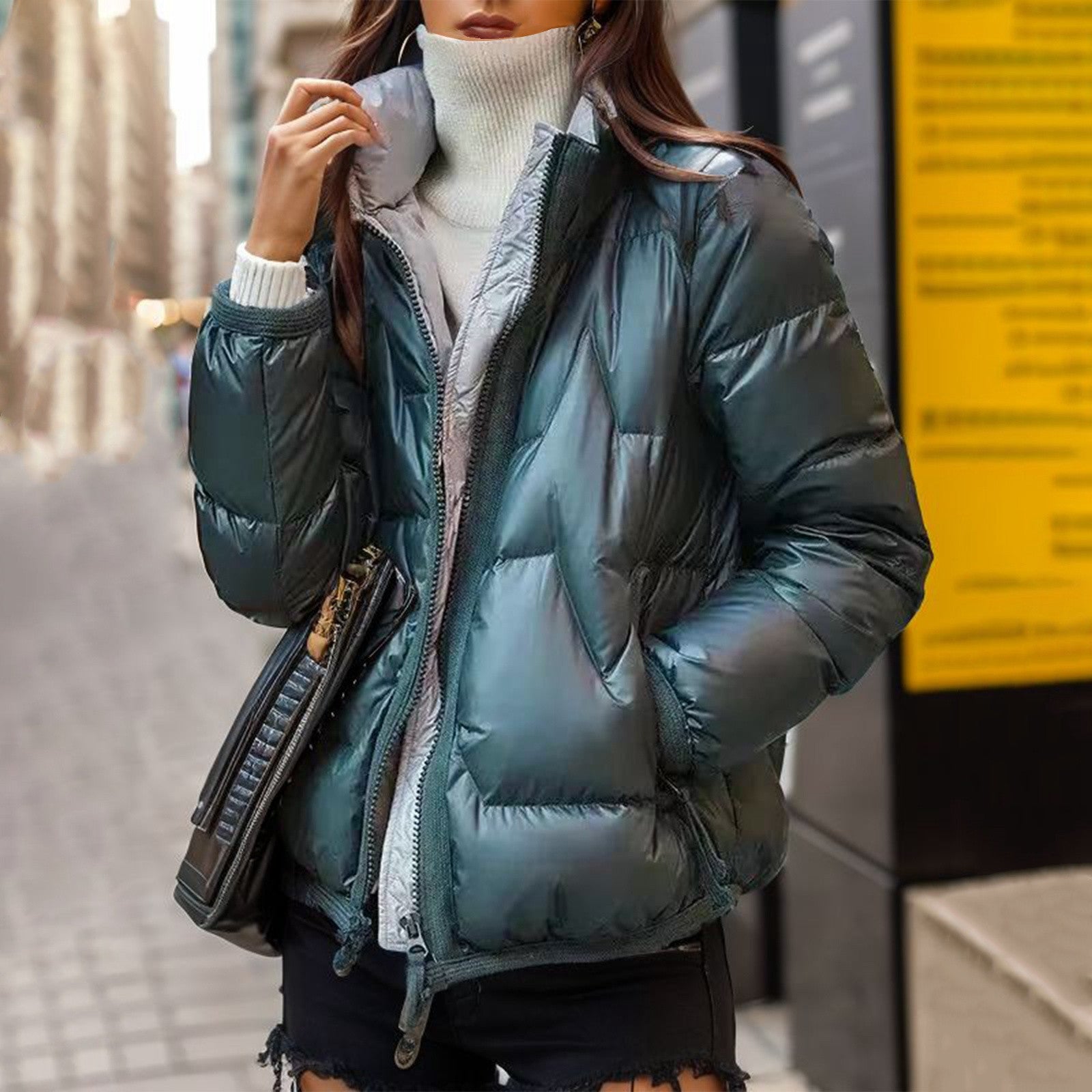 Krohn-e | Stylische Steppjacke mit Glänzendem Finish