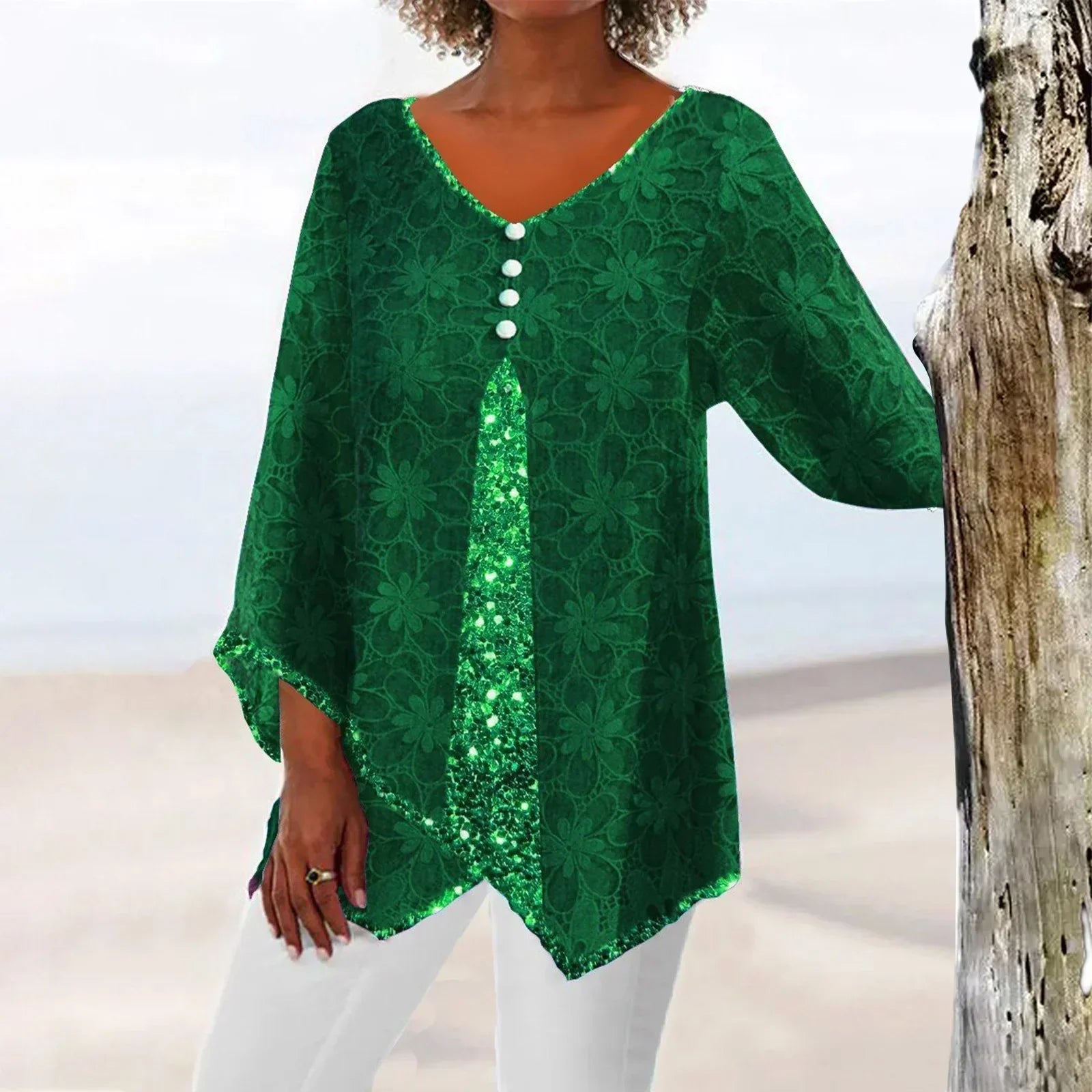 Krohn-e | Eleganter Weinlese Cardigan mit Übergroßem Blumenmuster